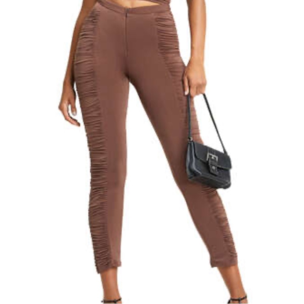 I AM GIA Estella ruched pant in chocolate - size large NEW WITH TAGS